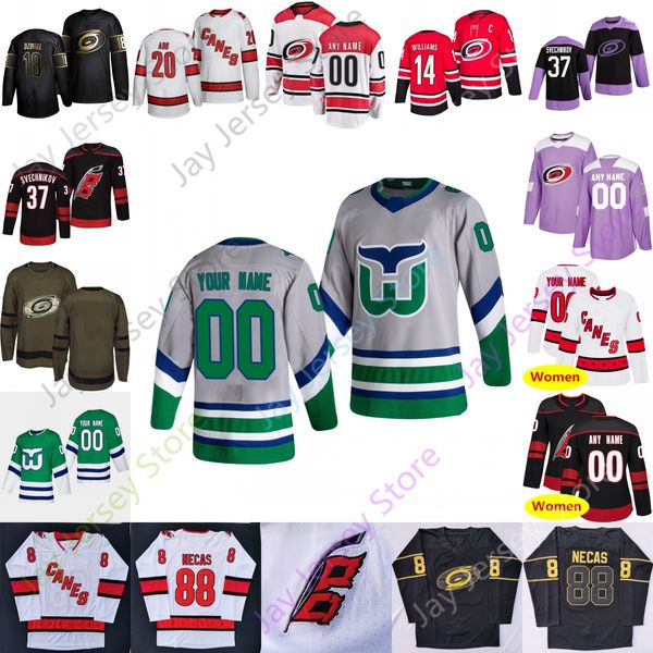 

carolina hurricanes ice hockey jersey sebastian aho warren foegele jaccob slavin staal andrei svechnikov teuvo teravainen ron francis, Black;red