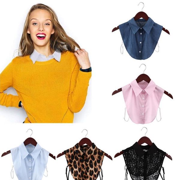 

women detachable lapel shirt fake collar fashion solid false blouse men women cotton lace false collar clothing acc jllrgn, Blue;red