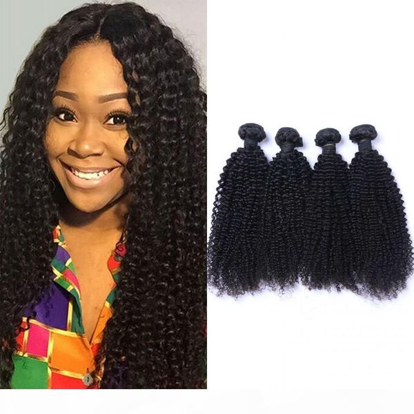 

brazilian human hair weave bundles kinky curly bundles 8-26 inch bundles non-remy human hair extension 4 pieces, Black