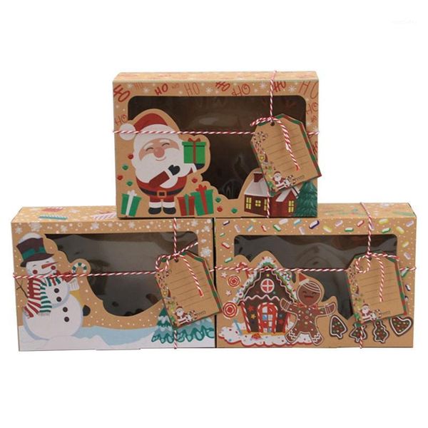 

christmas decorations ourwarm 12pcs kraft paper cookie gift boxes with clear window 22*15*7cm year favors for cookies treats1