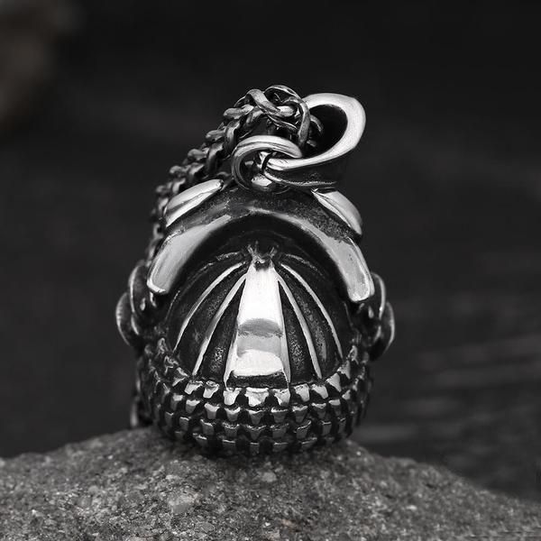 

japanese ghost stainless steel skull pendant necklace for man good detail fashion punk rock chain jewelry party gift osdz116 wmtrwu, Bronze;silver
