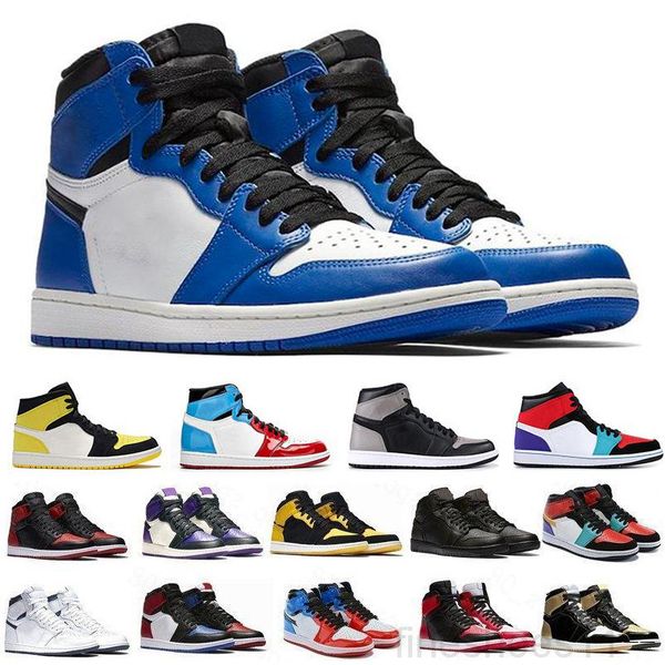 

new 1 1s basketballs shoes jumpman og high twist lucky green bio hack reflective white royal chicago toe obsidian unc patent casual gf4r, Black