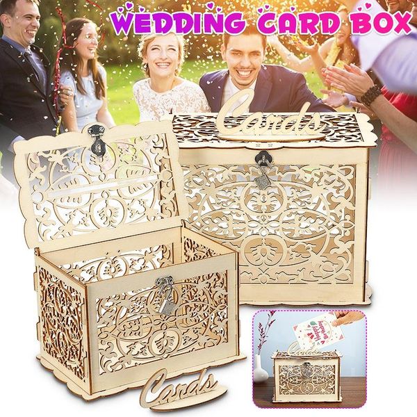 

gift wrap 1pc hollowed-carved wooden wedding card box birthday party supplies money storage container