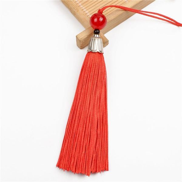 

5pcs 15cm jade bead metal caps tassel pendant diy crafts material polyester tassel trim car hang decoration fringe accessories h qylbwk