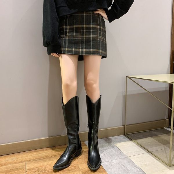 

2021 new women boot mode winter leather boots three black woman rome knee-length female shoes g9ar