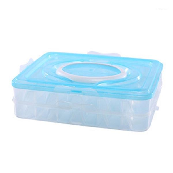 

storage bottles & jars portable 4 layers non-stick box with lid handle for refrigerator dumplings preservation blue four layers1