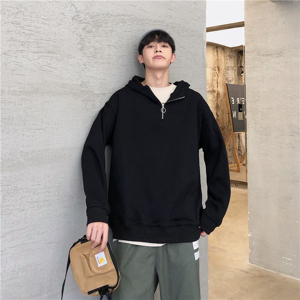 

2020 men hoodies for new autumn hoodie solid velour with male streetwear casual pullovers mark, Black