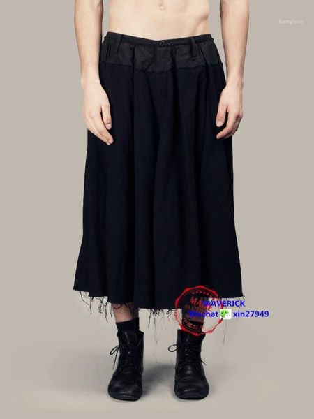 

2017 men's clothing gd hair stylist fashion personality wide leg pants culottes vintage fluid skirt plus size costumes 27-441, Black