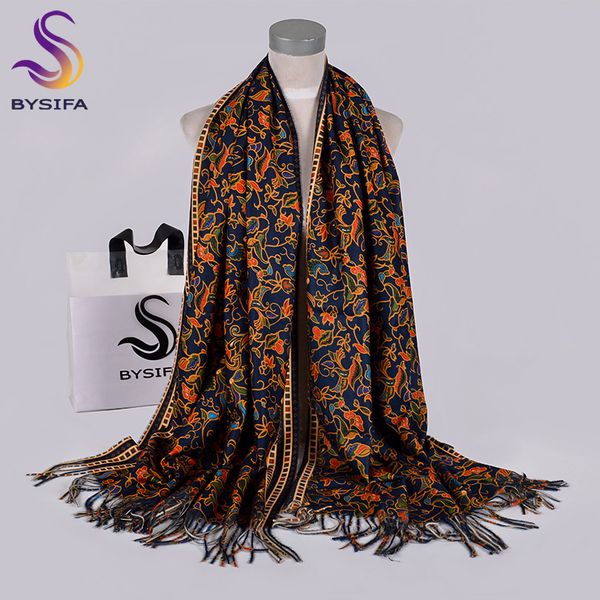 

bysifa] navy blue gold long scarves printed for women winter fashion luxury cashmere pashmina wraps ladies fall neck head scarf 201006, Blue;gray