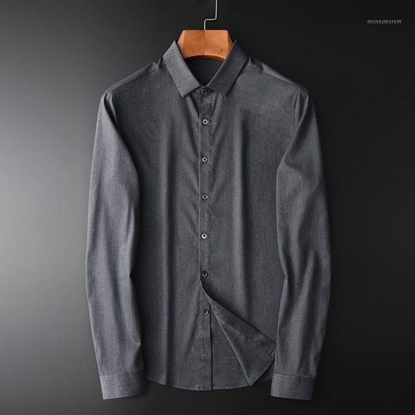 

men's casual shirts grey mens luxury business and long sleeve dress soft solid color slim man plus size 4xl1, White;black