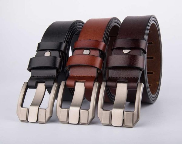 

belt men's leather pin buckle pants with casual versatile men's belt, Black;brown