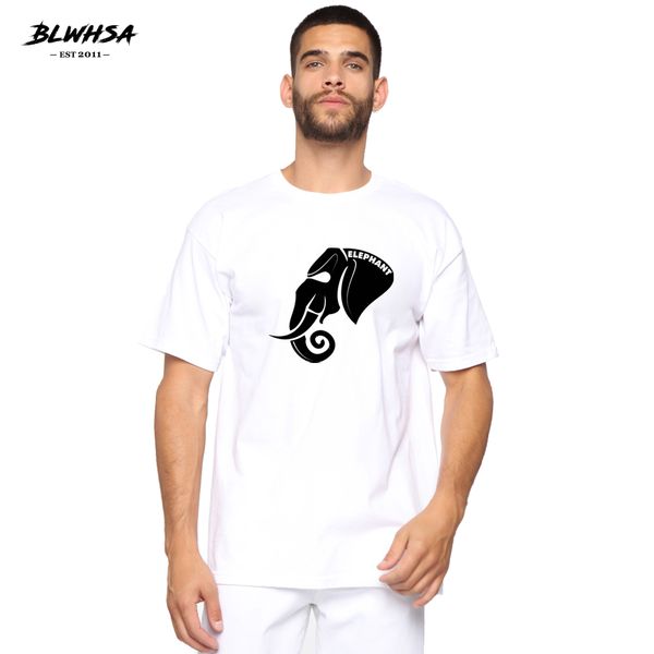 

blwhsa elephant printied fashion summer crew neck cool brand funny printing male plus size sport hooded sweatshirt hoodie men t shirt