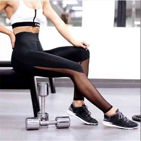 

woman jeggings fitness sporty fitness pants leg mesh stitching sports leggings workou pants l1113, Black