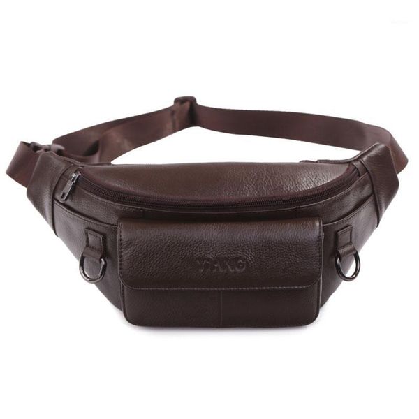 

waist bags men fashion genuine leather fanny bag travel hip belt cell phone case purse single back pack sling chest day 1