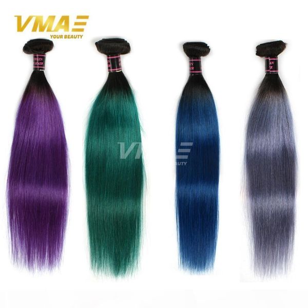 

brazilian virgin hair straight blue weave bundles 10pcs purple ombre brazilian hair 2 tone color brazilian straight gray hair bundles opp, Black