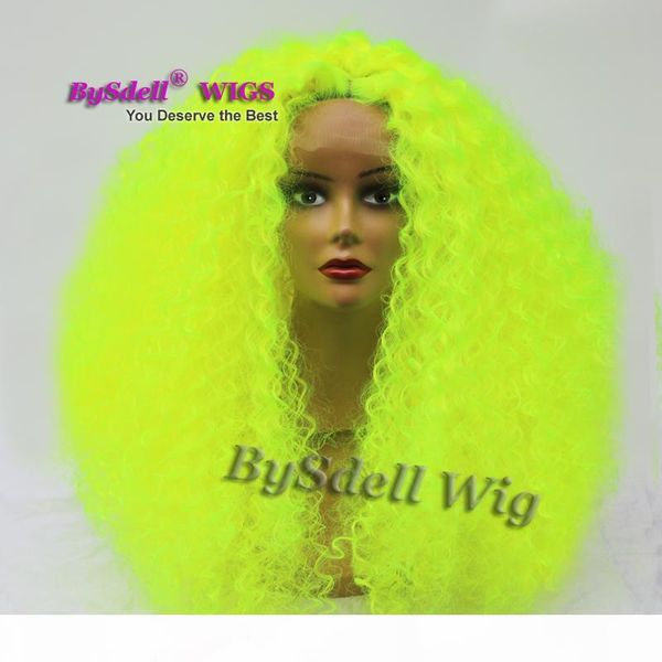 

fairy drag queen hairstyle wig synthetic lady gaga afro kinky curly mermaid fluorescent green color hair lace front wigs for male drag queen, Black