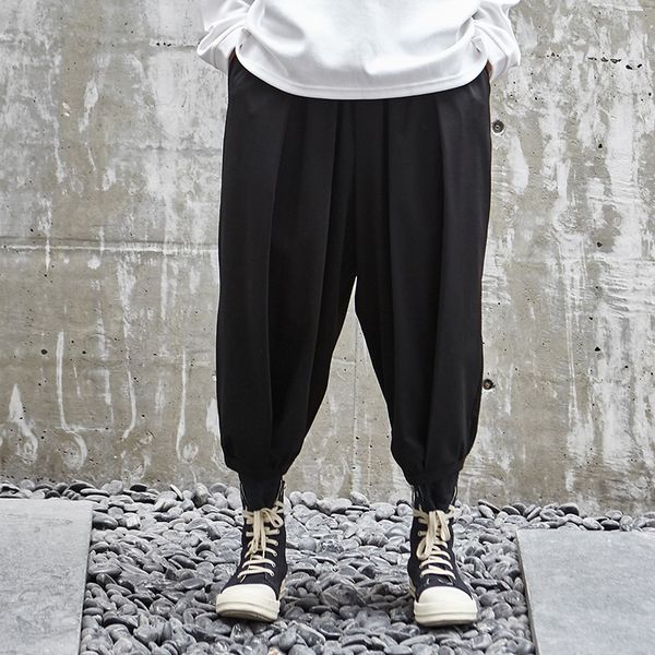 

2020 male ankle new legged bloomers drawstring drawed loose hip hop pants japanese design corridors 1xii, White;black