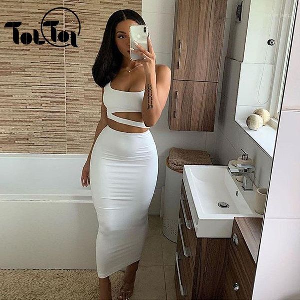 

casual dresses 2 layers long dress two piece set summer party wear women outfits sleeveless sheath solid dress1, Black;gray