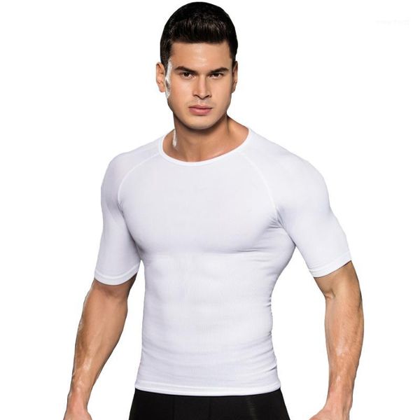 

body shaper men body slimming tummy abdomen gynecomastia underwear men compression t shirt bodybuilding shapewear corsets1, Black;brown