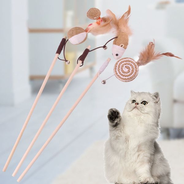 

new cat toy стик pet interactive self - привет игрушка diy вуд придерживайтесь перо fairy cat kit set