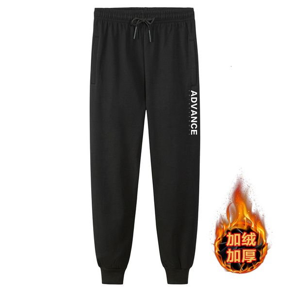 

korean fashion youth plush men's pure cotton sports small foot guard pants versatile leggings, Black