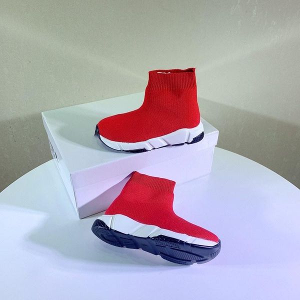 

2021 infant sock speed knitted kids running shoes flat sneakers runners sport shoes toddler small boy & girl big children trainer stretch-kn, Black;red