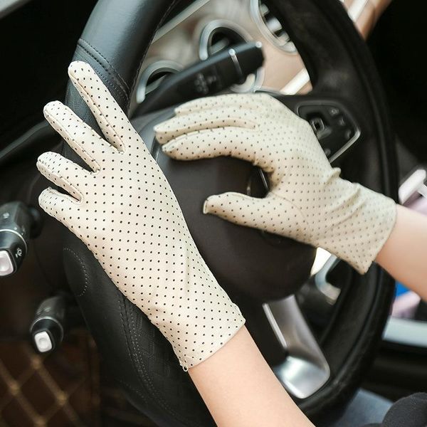 

1pair dots женщины солнцезащитный перчатки лето весна spandex перчатки anti-uv короткие перчатки вождения высокой упругости тонкие этикет пе, Blue;gray