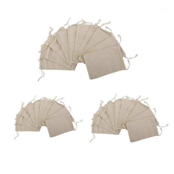 

party favor 60pcs shabby chic burlap linen jute pouch gift bag drawstring sack wedding candy bags1
