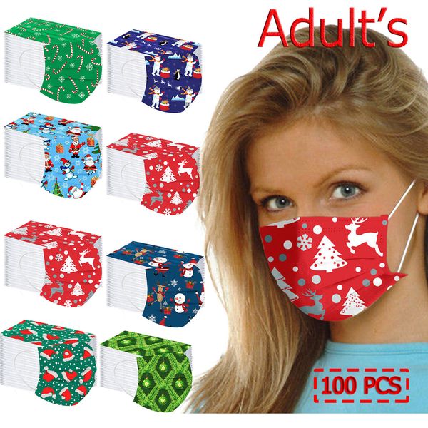 

man 3ply christmas disposable loop 100pcs women halloween cosplay mask mascarillas mascherine masque mondmasker scarf