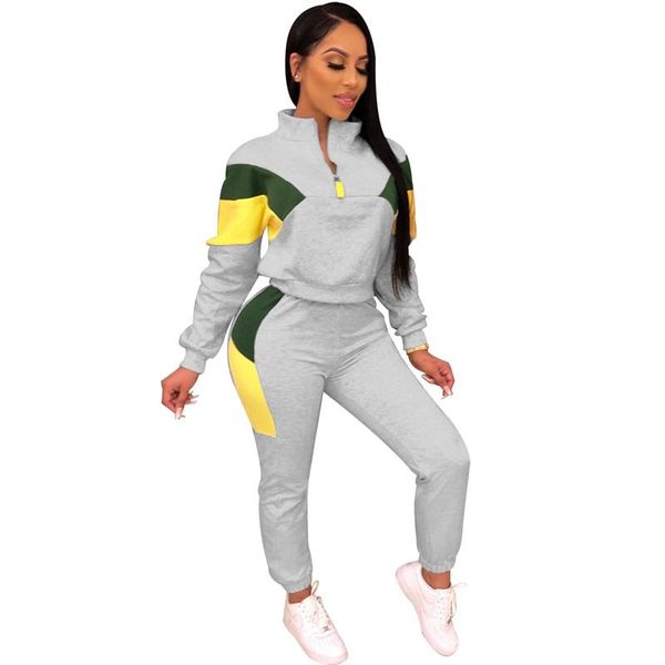 

autumn tracksuit women casual two piece set and pants fall plus size sweat suit women sport 2 piece matching set outfit, Gray