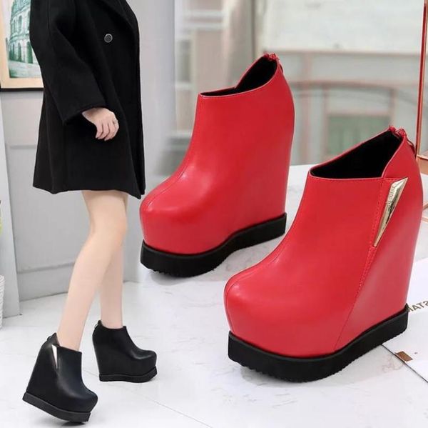 

winter 2020 new 14cm super high heel platform with thick bottom fashion versatile women's boots, Black
