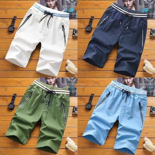 

jiwlz cotton casual sports ankle-length sports trousers 2019 summer new men's cropped shorts style trendy men's mid-length pants k, Blue