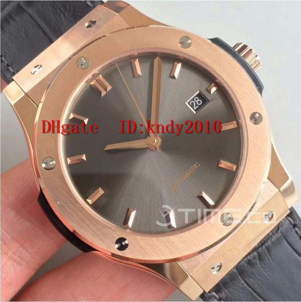 

jj factory 511.ox.7081.lr wristwatches 42mm 18k rose gold case edition grey dial sapphire crystal water resistant a2892 mechanical watch, Slivery;brown