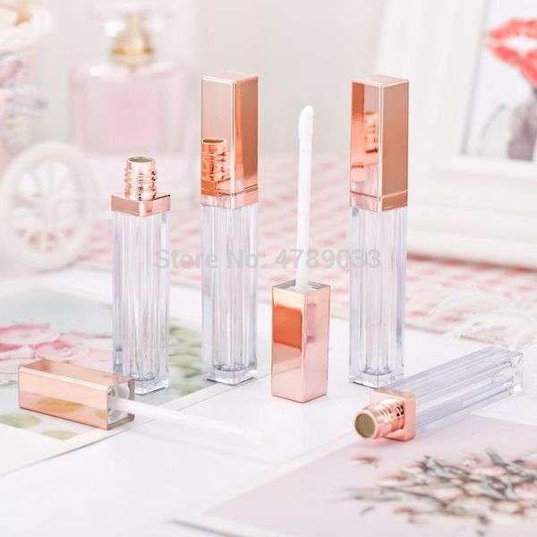 

10/30/50pcs empty lip gloss tube rose gold plastic lip gloss refillable bottles,square liquid lipstick lipgloss container