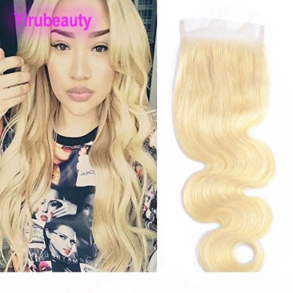 

malaysian human hair 4x4 lace closure 613# color body wave 4x4 lace closure body wave 613# blonde closures body wave with baby hair, Black;brown