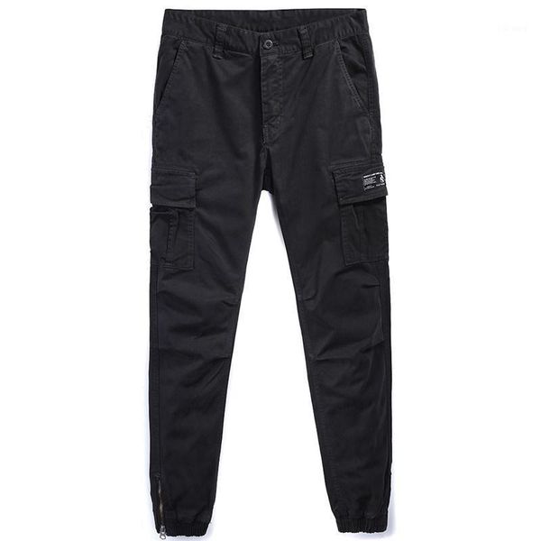 

men's pants 2021 elastic multiple pocket mens vintage cargo male trousers outdoor fashion casual men1, Black