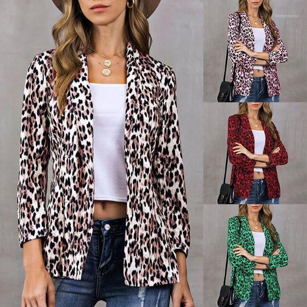 

womail vintage jackets coats woman leopard print jacket open front outweat coat women fashion long sleeve no hoodie outwear1, Black;brown