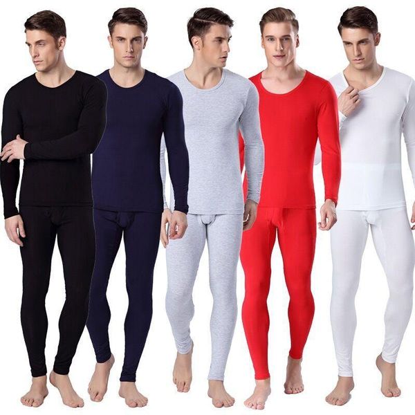 

men's thermal underwear mens long johns men autumn winter shirt+pants 2 piece set warm solid sets plus size -xxxl, Black;white