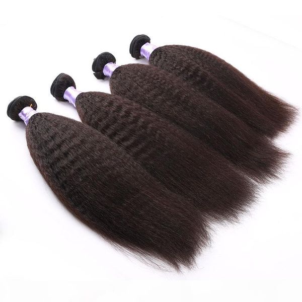 

300g brazilian kinky straight human hair weave bundles unprocessed peruvian malaysian indian afro yaki straight hair extensions, Black