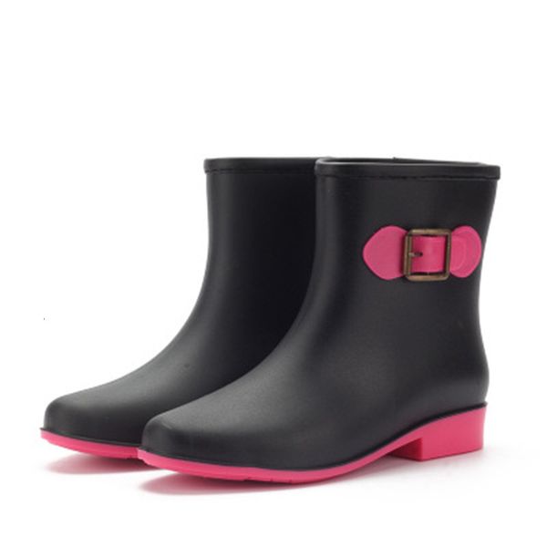 

2021 new rubber shoes women for girls who walk in proof d'pvc water spring fall fellow tornozelo rainboots boots zapatos de mujer vw87, Black