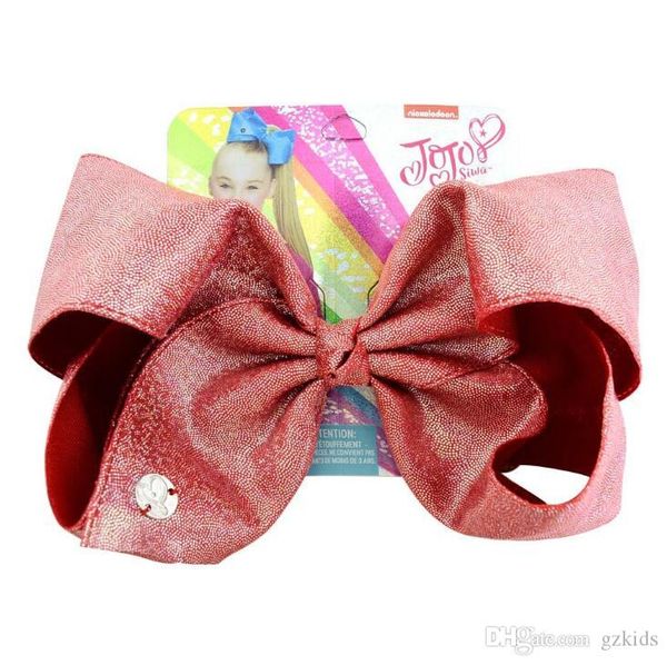 

jojo siwa bow leather laser cloth extra large bow hairpin xmas present stocking filler for girls, Slivery;white