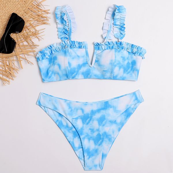 

printed flash women's 2020 new bikini swimsuit, White;black