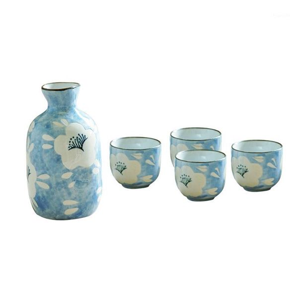 

sake serving set procelain japanese-style handmade printed ceramic bottle sake cups ceramics cups for greeting drinking1