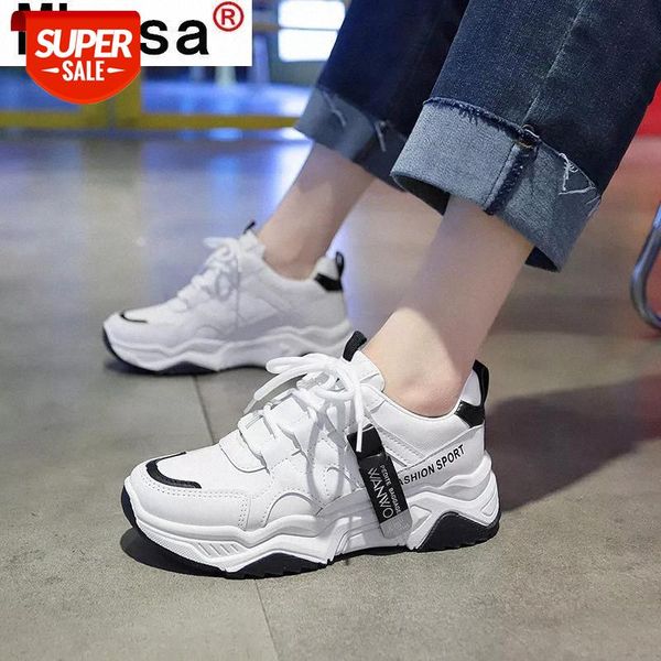 

2021 spring new comfortable walking women's casual shoes fashion lace-up sneakers platform round head ladies vulcanized shoes #ij3f