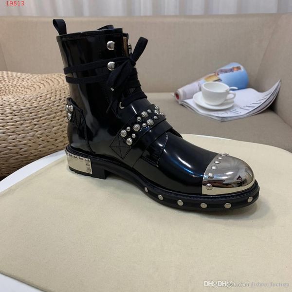 

exclusive recommendation imported leather and metal perfect splicing punk elements men's fashion short motorcycle boots, Black