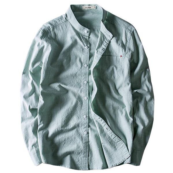 

men's casual shirts 2021 spring fashion men long sleeve cotton linen man breathable camisa hombre abz632, White;black