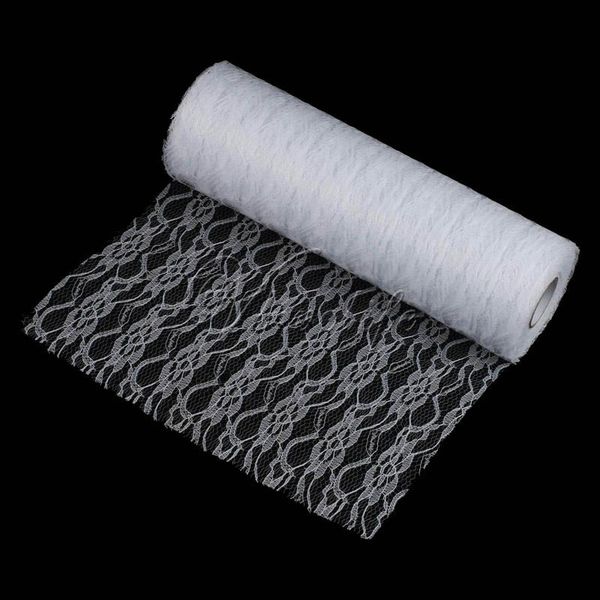 

12"x 25yard lace roll tulle roll lace tulle fabric table runner chair sash tutu tulle skirt for party wedding decor diy q wmtaxv