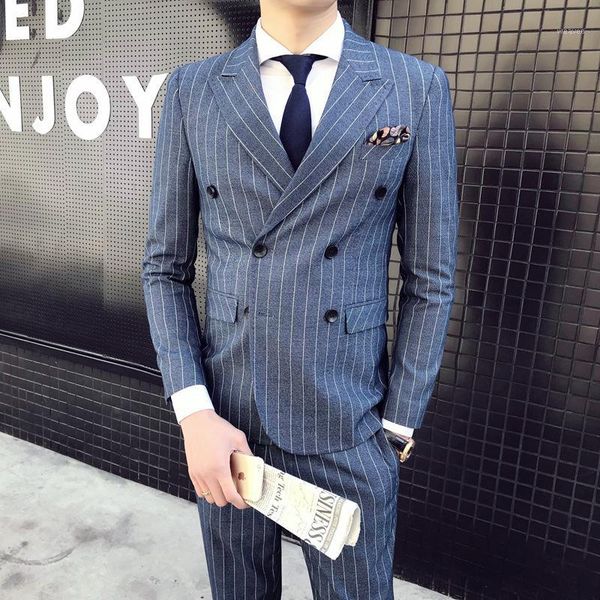 

mens 3 pieces blazers pants vest ternos para hombre striped solid color business casual dress wedding groomsman suit sets1, White;black