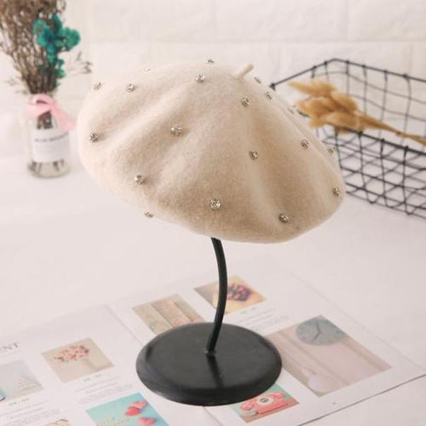 

берет женщины осень зима корейский стиль горный хрусталь винтажный восьмиугольный тыква шляпа художник крышка женские шляпы gorras старинный, Blue;gray