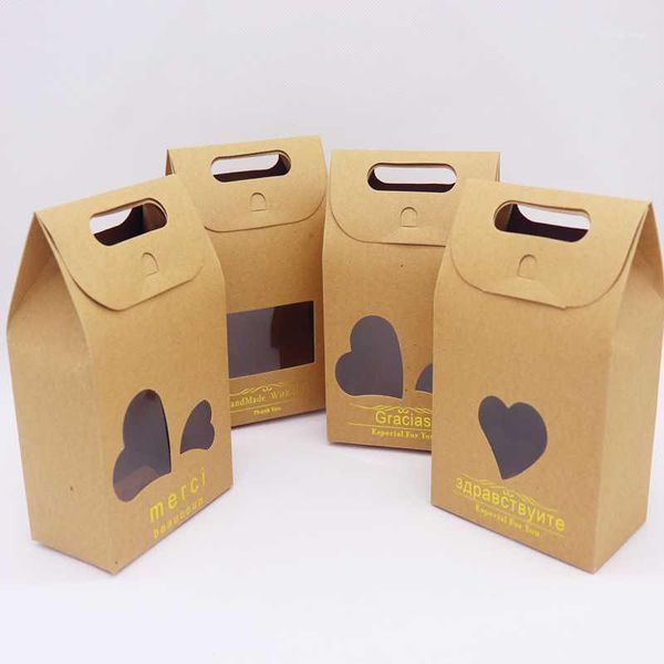 

gift wrap 2021 10pcs 10x9.8x6cm four color "merci" gracias bag boxes with stand up love window for wedding/gift/candy/ packing bag